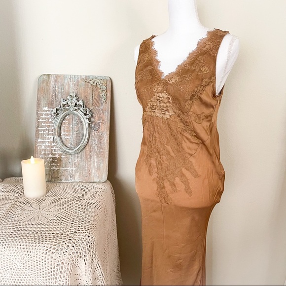 NWT Free People X Brenda Knight Laced Maxi Slip Dress - Picture 7 of 15